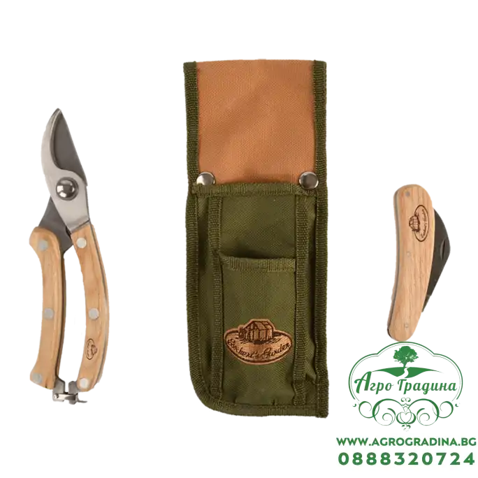 Комплект за резитба от неръждаема стомана Esschert Design - 3 части (калъф,ножица,нож)