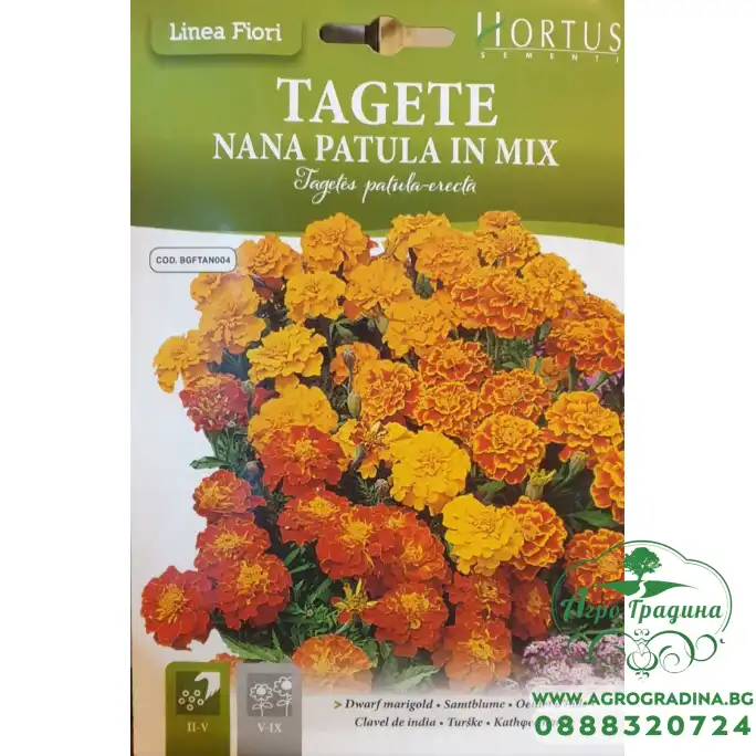 Тагетес Френски Джудже Микс Tagetes patula-erecta