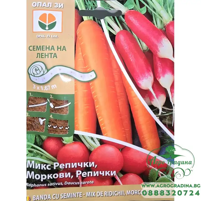 Семена на лента за микс Репички Моркови Репички / Raphanus sativus Daucus carota