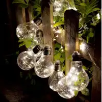 LED соларно въже с 10бр. крушки BULB топла светлина, 4м