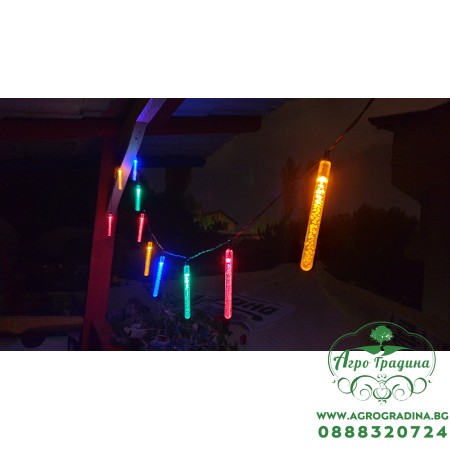 Соларнa LED лампa тип гирлянд за градина (комплект - 10бр. стикове) - Цветни