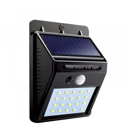 Соларен LED аплик 3W 6500K черен със сензор