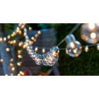 Соларнa LED лампa за градина (комплект - 10бр. крушки) / топла бяла светлина