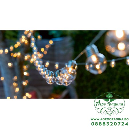 Соларнa LED лампa за градина (комплект - 10бр. крушки) / топла бяла светлина