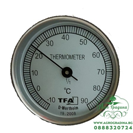 Термометър за почва или компост (метален)