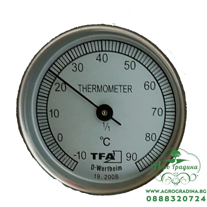 Термометър за почва или компост (метален)