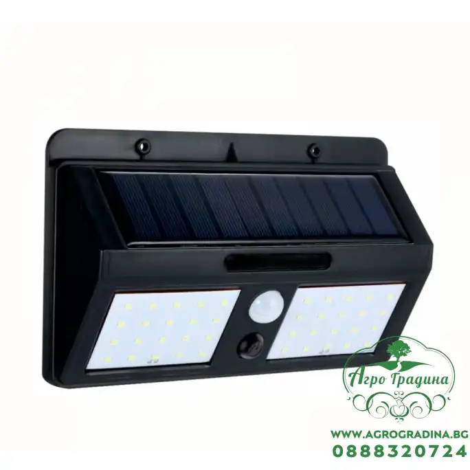 LED соларен двоен аплик 6W 6500K черен със сензор LED соларен двоен аплик 6W 6500K черен със сензор
