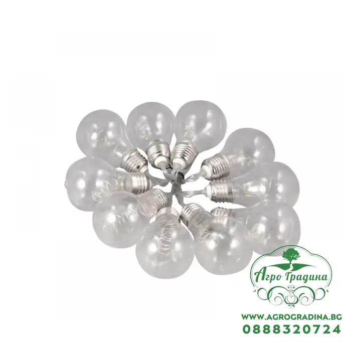 LED соларно въже с 10бр. крушки BULB топла светлина, 4м LED соларно въже с 10бр. крушки BULB топла светлина, 4м