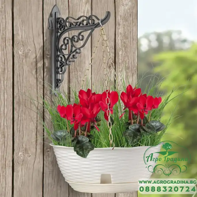 Висяща саксия ф30 с верига и конзола с декоративни елементи комплект Paglia Висяща саксия ф30 с верига и конзола с декоративни елементи комплект Paglia