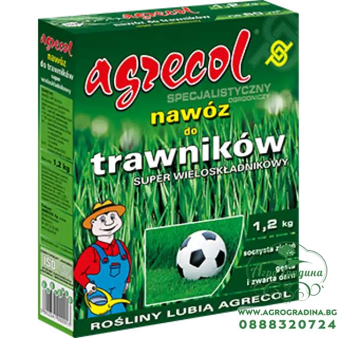 Agrecol - Тор за тревни площи - бърз килимен ефект - 1,2 кг Agrecol - Тор за тревни площи - бърз килимен ефект - 1,2 кг