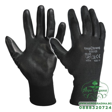 Ръкавици топени в полиуретан-черни р-р 10 TS
